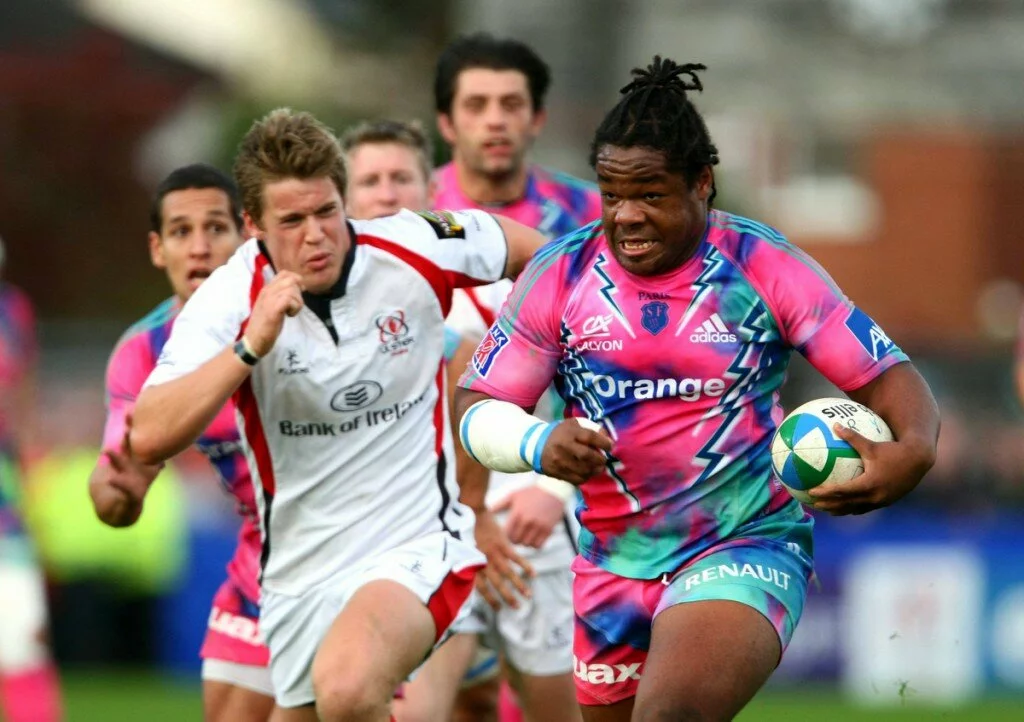 Mathieu Bastareaud, Stade Francais, in action against Darren Cave, Ulster. Heineken Cup, Pool 4, Round 1, Ulster v Stade Francais, Ravenhill Park, Belfast, Co. Antrim.